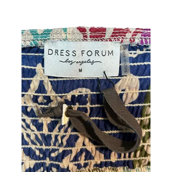 Dress Forum Los Angeles NWOT Multicolor Patchwork Square‎ Neck Puff Sleeve Top - Image 6