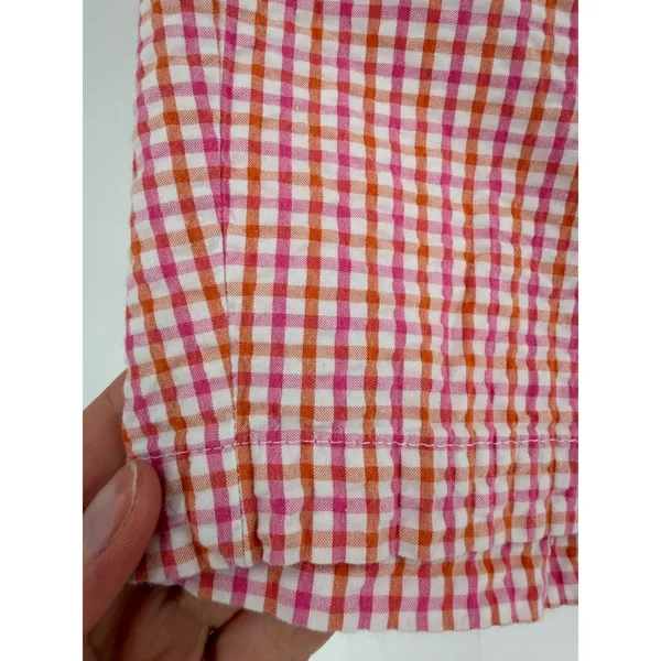 Lands' End Shorts Womens 8P Pink Orange‎ Gingham Excellent Seersucker 6in Inseam - Image 5
