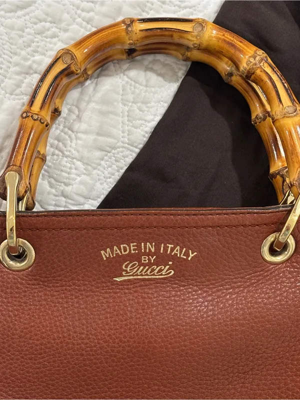 Vintage Gucci Bamboo Shopper Tote Crossbody Bag - Image 2
