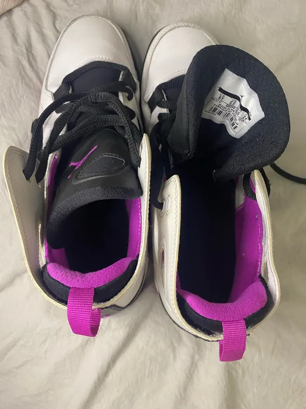 Nike Air Jordan Flight Club 91 Sneakers White Fuchsia Pink Girls Size 6Y - Image 6