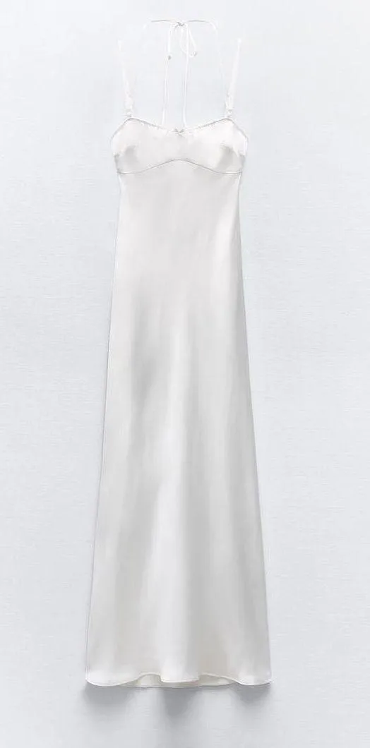 ZARA dress maxi white lingerie inspired satin effect wedding party - Image 7