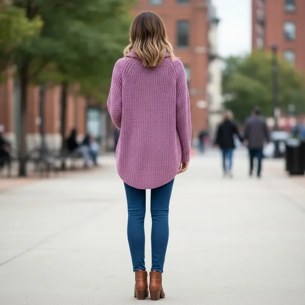 Free People Purple Soft Knit Oversized Pullover Sweater, S - Image 5