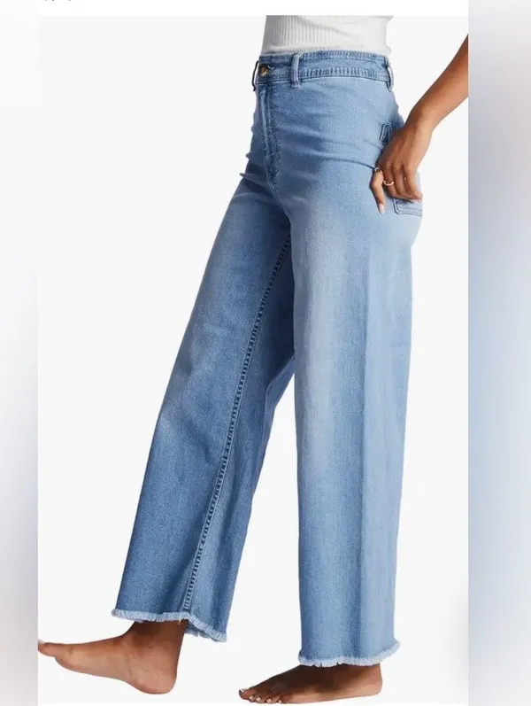 BILLA BONG Free Fall Fray Hem Stretch Wide Leg Jeans - Image 9