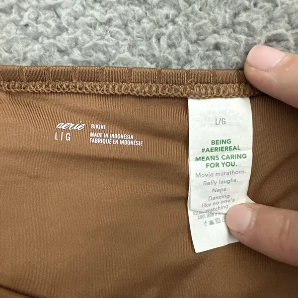NWT Aerie Swim Bikini Bottom Brown‎ Ribbed Beach Summer Vacation Women Large - Image 4