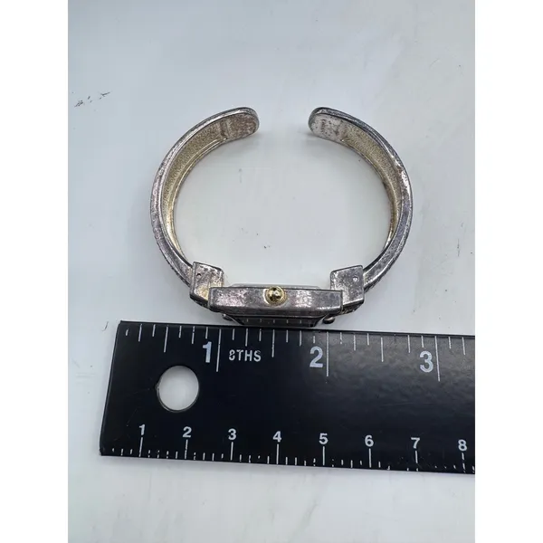 Geneva Platinum‎ Cuff Bracelet Watch Vintage Silver Tone Bangle Japan Movt - Image 2