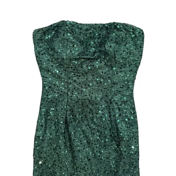 Women's Strapless High Leg Slit Sequin Maxi Mermaid Dress in Green, Size 0​​​ - Image 2