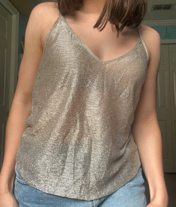 PacSun L.A. HEARTS silver & gold Sheer Mesh tank top - Image 7
