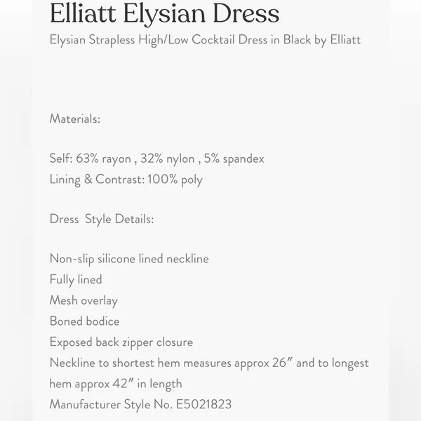 Elliatt Elysian dress high low cocktail dress - Image 3