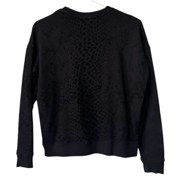 Rails Black Velvet Leopard Print Sweatshirt Crew Neck‎ Side Zippers Size XS City - Image 2