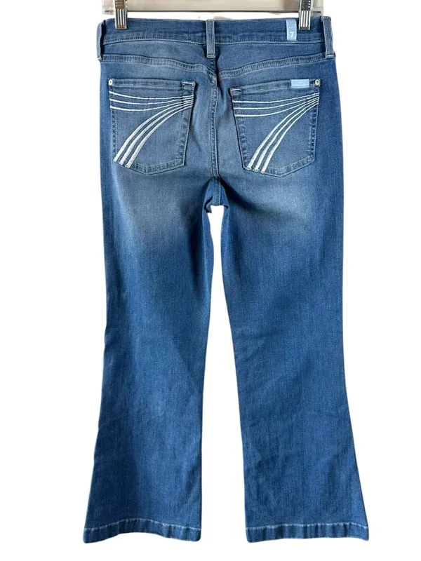 7 For All Mankind Tailorless Dojo Slim Flare Jeans Size 28 Medium Wash Blue Y2K - Image 3