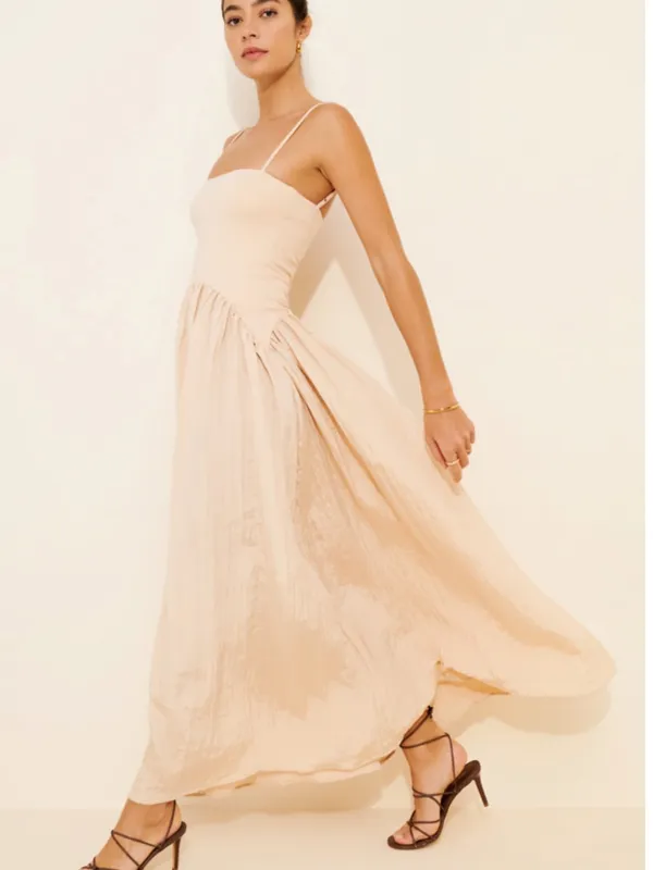 Anthropologie Find Me Now Gold Asymmetric Drop Waist Maxi Elegant Dress Modern Evening Size XS - Image 11
