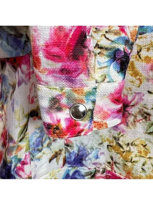 Christopher & Banks fully Zipped Multicolored Floral Jacket Size L - Image 7