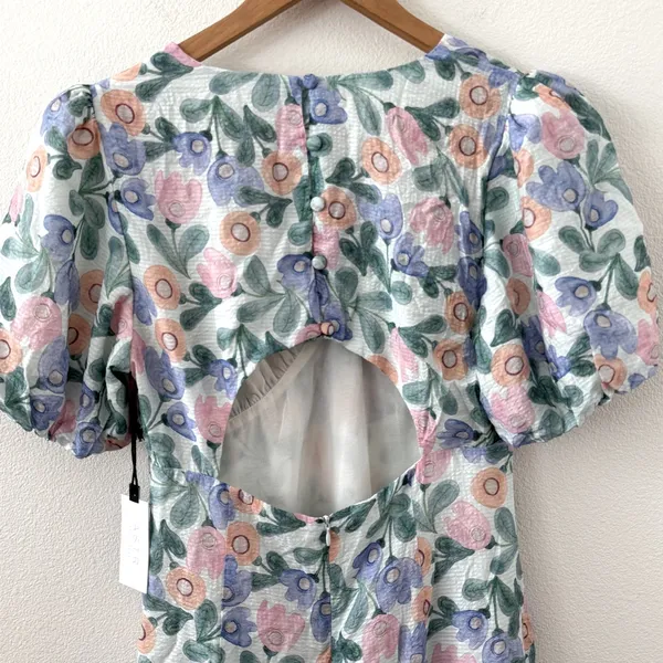 NWT Astr The Label Floral Puff Sleeve Cutout Dress L - Image 9