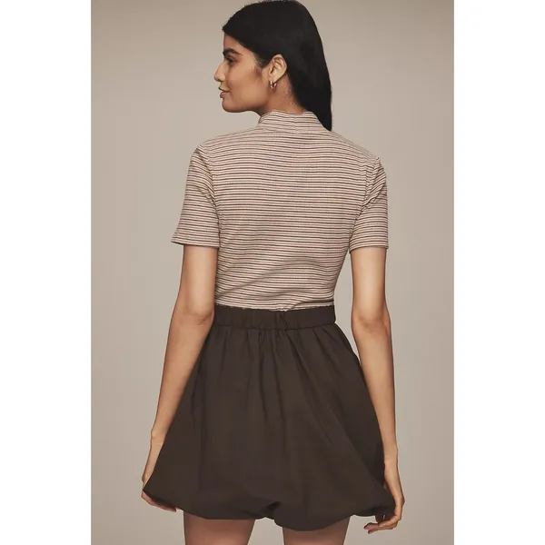 Maeve Anthropologie NWT Belted Twofer Striped Green Bubble Mini Dress‎ Medium - Image 3