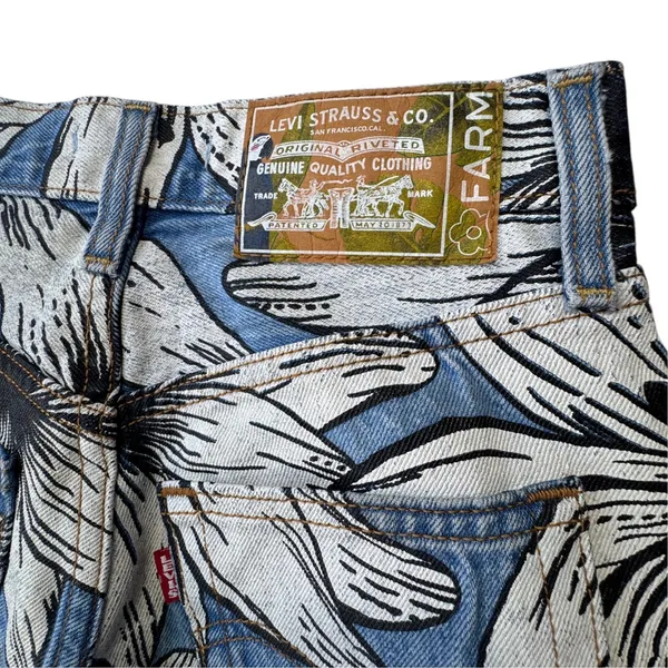 Levis x Farm Rio Ribcage Straight Jeans Womens 24 Blue Tropical Ankle High Rise - Image 13