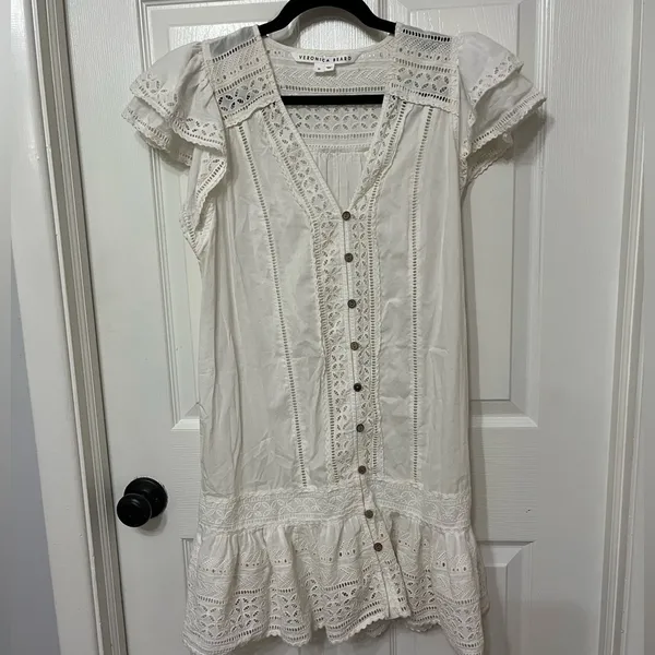 Veronica Beard Lorraine Eyelet Cotton Mini‎ Dress M - Image 2