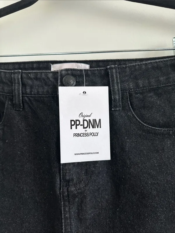Princess Polly Nickei Denim Mini Skirt Black - Image 4
