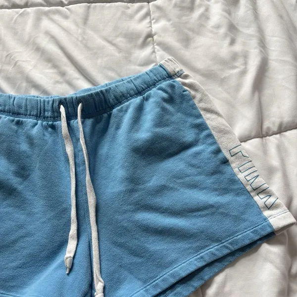 VS PINK Boyfriend Sweat‎ Shorts Womens Size Medium Blue White Pockets Active - Image 2