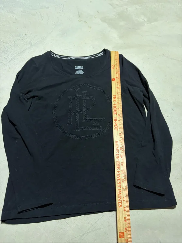 Lauren Ralph Lauren LRL Black Long Sleeve Logo Tee large - Image 4