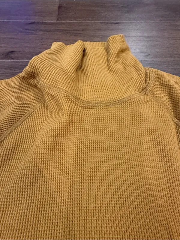 Everlane Mustard Waffle-Knit Turtleneck Sweater Size Large - C68-018 - Image 3