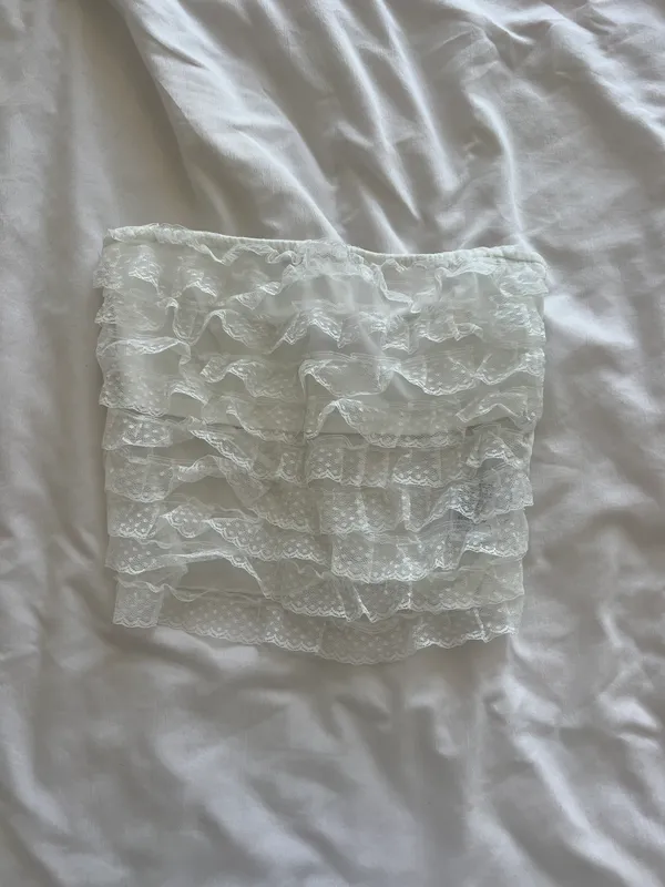 Edikted Julianna Sheer Ruffle Tube Top - Image 4