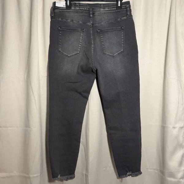 NWT KanCan High Rise Skinny Washed Faded‎ Black Gray Raw Hem Jeans size 30 - Image 2