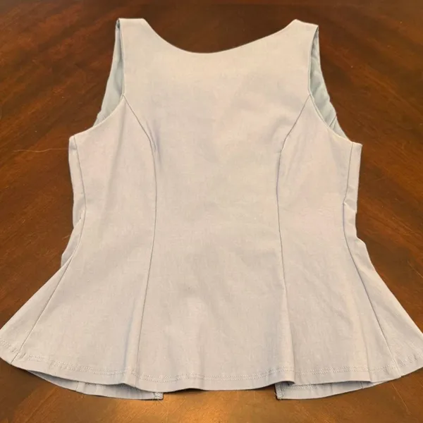 Blue Blush Light Blue Sleeveless Peplum Top Bow Back Open Back Coquette Small - Image 5