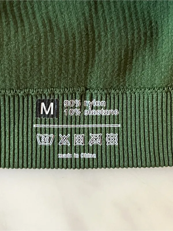 Source Unknown Olive Green Ribbed Seamless Activewear Set Sports Bra Leggings Yoga Gym M - Image 5