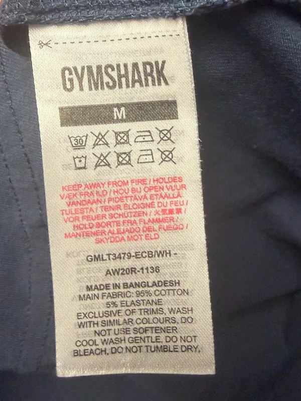 Gym Shark Women's Size M Graphic Tee Shirt Long Sleeves Navy Blue Athleisure - Image 4