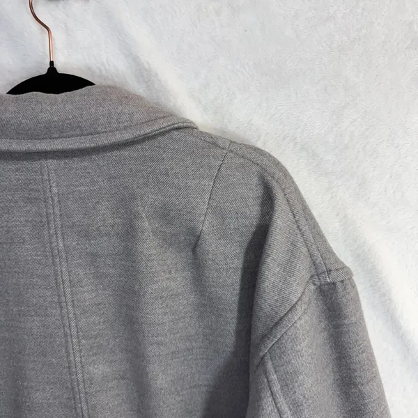 Free People S Oversized‎ Double Breasted Knit Blazer Jacket Gray Minimal Winter - Image 9