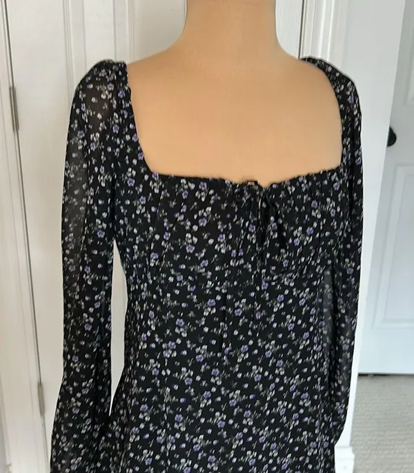 White Fox Marina Mini Dress Black Floral - Image 5
