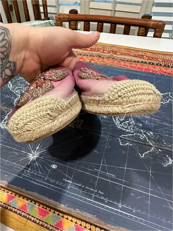 White House Black Market Floral Beaded Ombre Espadrilles – Pink Sunset – Size 7 - Image 9