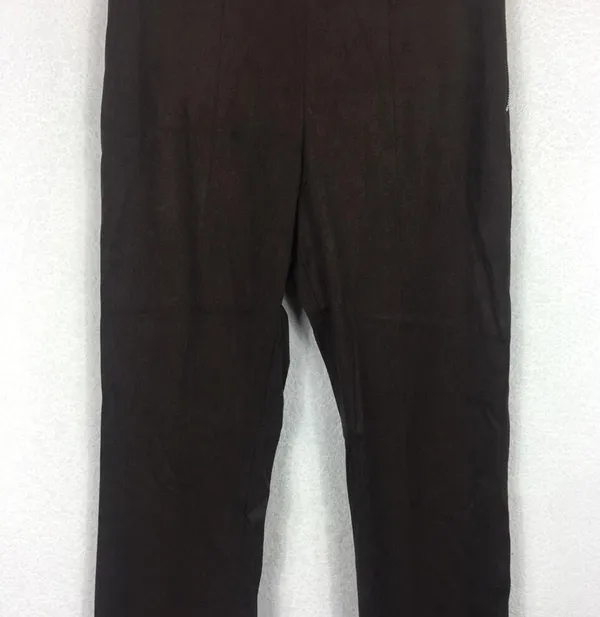 Good American Chocolate Brown Faux Suede Pant Size 8 Boss Split Hem Straight Leg - Image 10