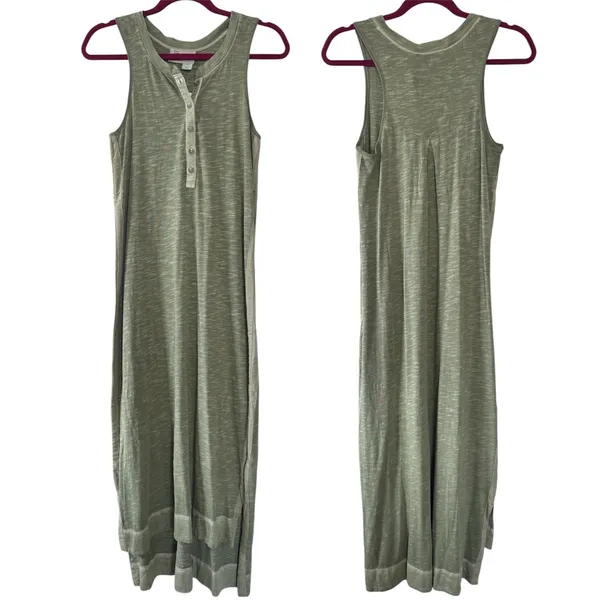 Anthropologie Saturday Sunday Moss Green Sleeveless Button Up Casual Maxi Dress - Image 2