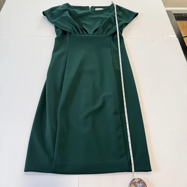 Calvin Klein Green Short Sleeve Stretch Crepe Sheath Dress Office Wedding 6 - Image 13