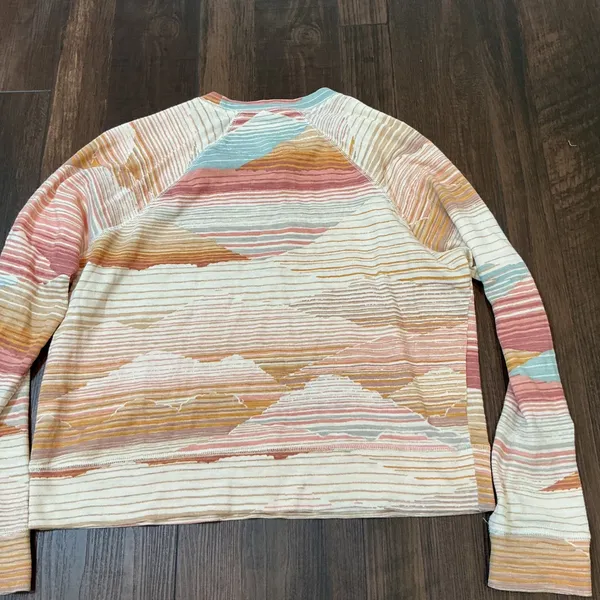 Faherty Mountain Sunset Organic Cotton Raglan Sweatshirt XS Pink Orange Desert - Image 6