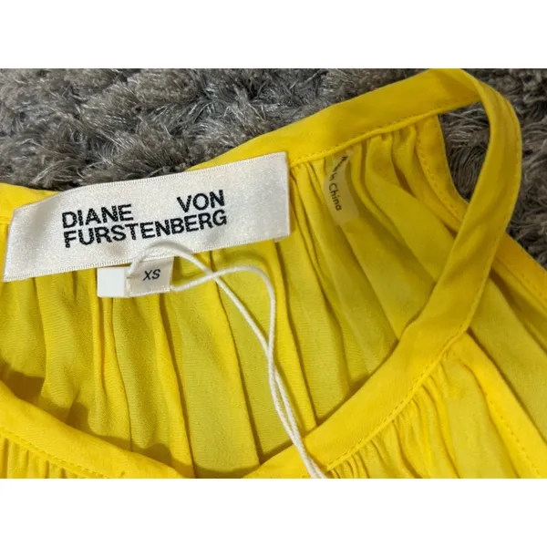 Diane von Furstenberg Women XS Sally Dress Yellow Lemon Zest Maxi Drawstring NWT - Image 9