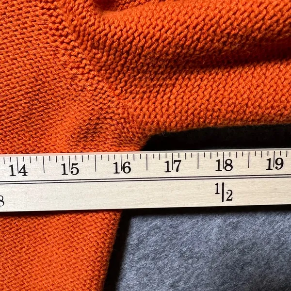 Lauren Ralph Lauren Orange Shawl Collar Shaker Knit Button‎ Pullover Sweater M - Image 5