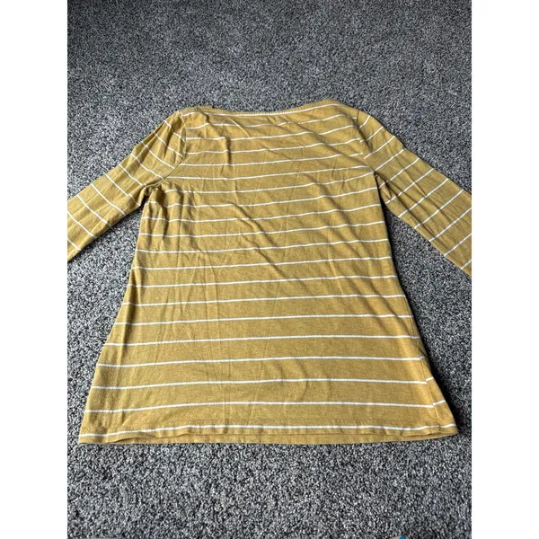 A New Day Women's yellow white striped quarter sleeve top size large - Image 7