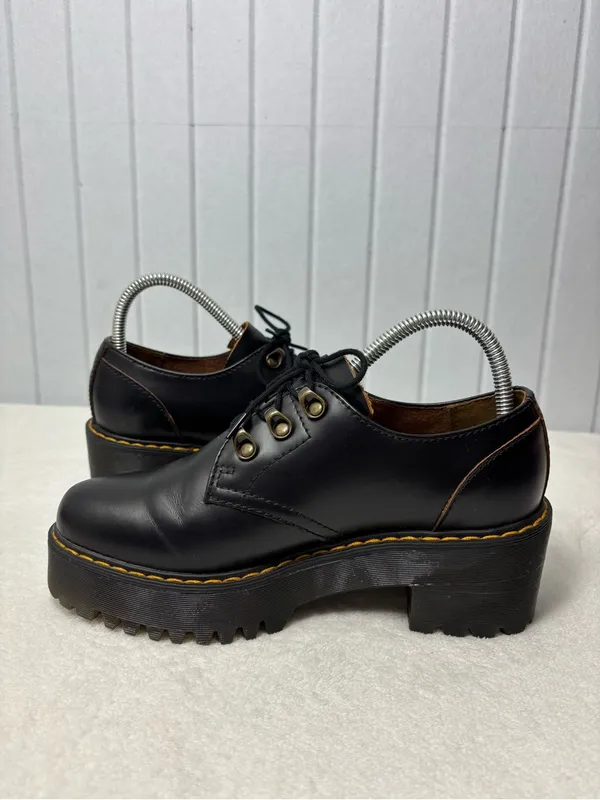 Dr. Martens Leona Lo Black Platform Heeled‎ Oxford Shoes Womens size 7 - Image 9