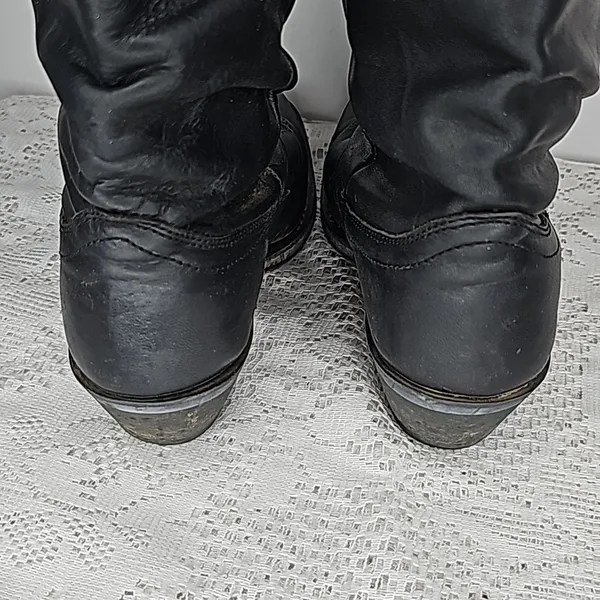 Shyanne Patsy Shy slouch western cowgirl black leather slip on boots sz 6.5 - Image 6