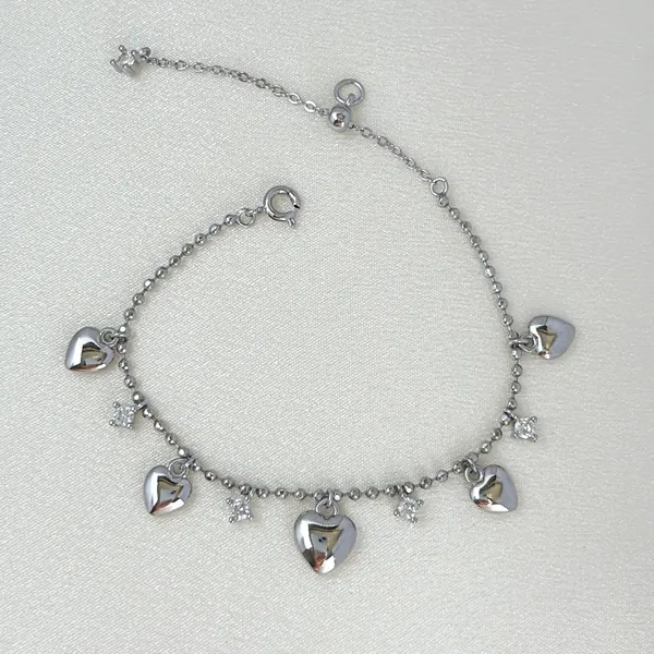 Adjustable CZ Love Heart Charm Bracelet for Women - Image 4