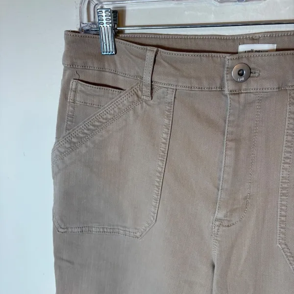 J. Jill Denim High-Rise Straight-Leg Ankle Pants‎ Size 10 Taupe Beige Utility - Image 4