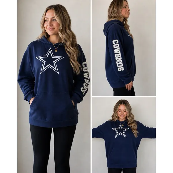 National Football League EUC Navy Dallas Cowboys Pullover Hoodie Sweatshirt Women’s Size Large - Image 2