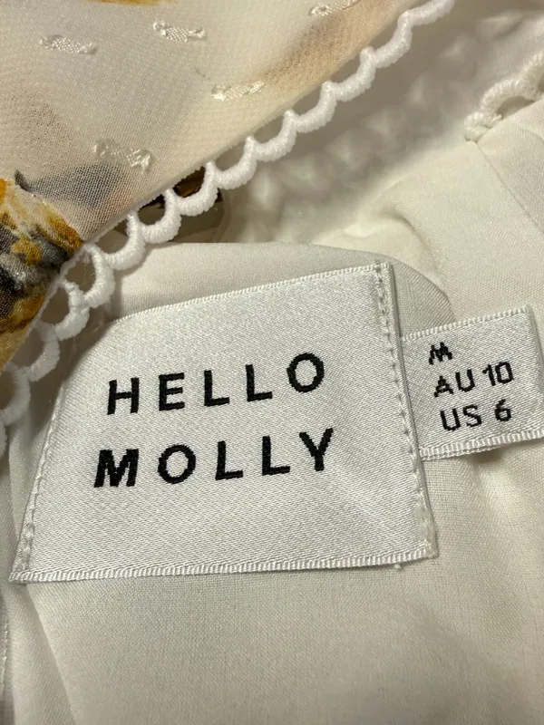 Hello Molly Just Us Floral Maxi Dress Womens Medium White Yellow Slits Open Back - Image 17