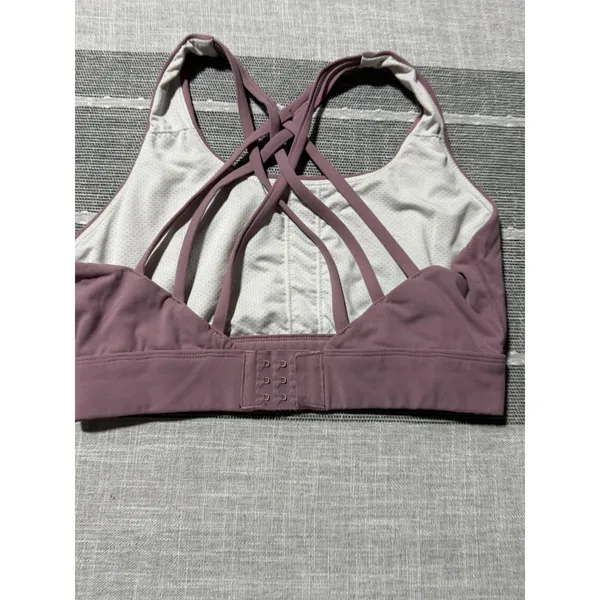 Iuga Womens Medium‎ Mauve Strappy Crisscross Back Sports Bra Yoga Activewear Top - Image 4