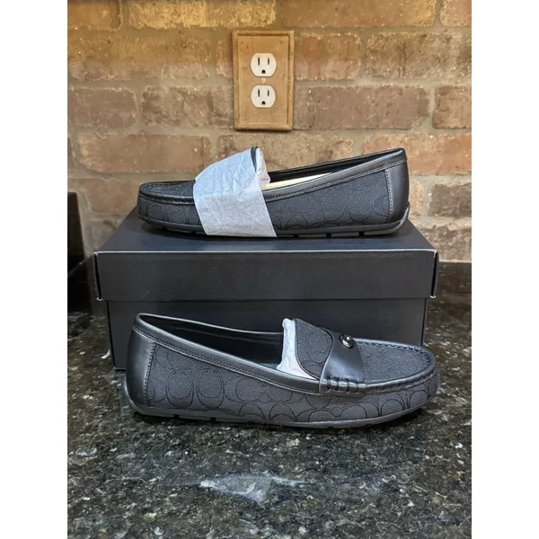 Coach Signature Jacquard Sculpted C Driver loafers Black Size 7 Monogram - Image 2
