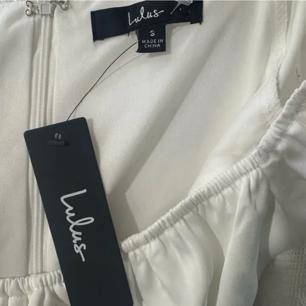 Lulus‎ Cue the Flirting White Puff Sleeve Cutout Maxi Dress Small NWT - Image 7