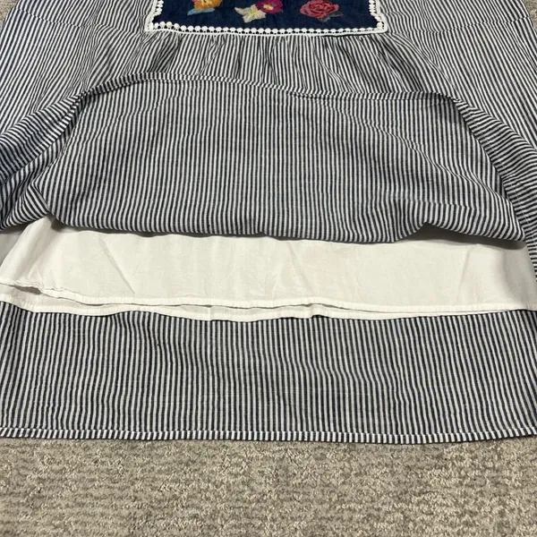 Savanna Jane Shirt Womens 2X Blue White Striped Embroidered Sleeveless Boho Top - Image 5