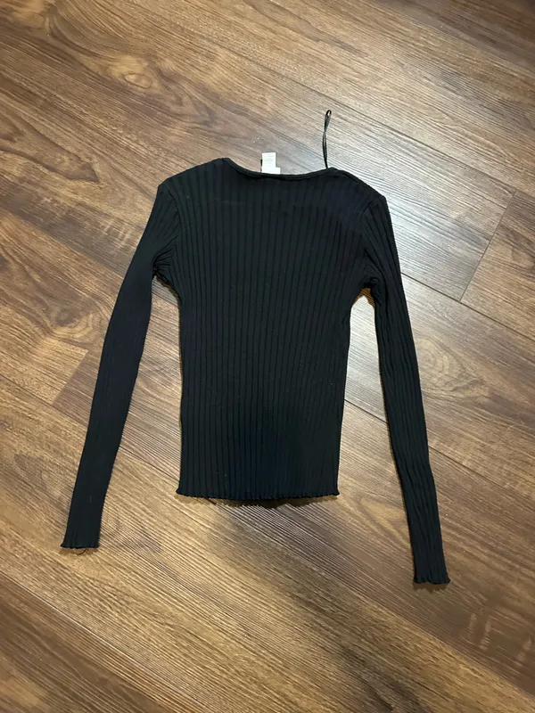 Black H&M Ribbed Top - Image 2
